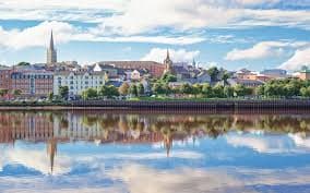 Derry city skyline beside the River Foyle